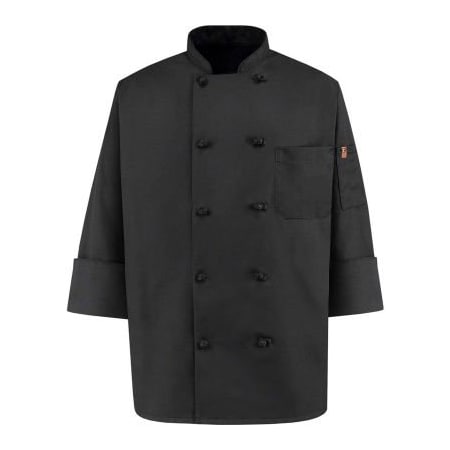 Vf Imagewear Chef Designs 10 Button-Front Chef Coat, Knot Buttons, Black, Spun Polyester, 5XL 0427BKRG5XL